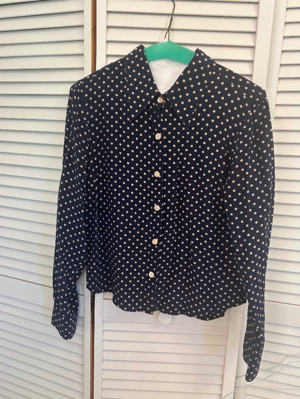 Navy polka dot blouse